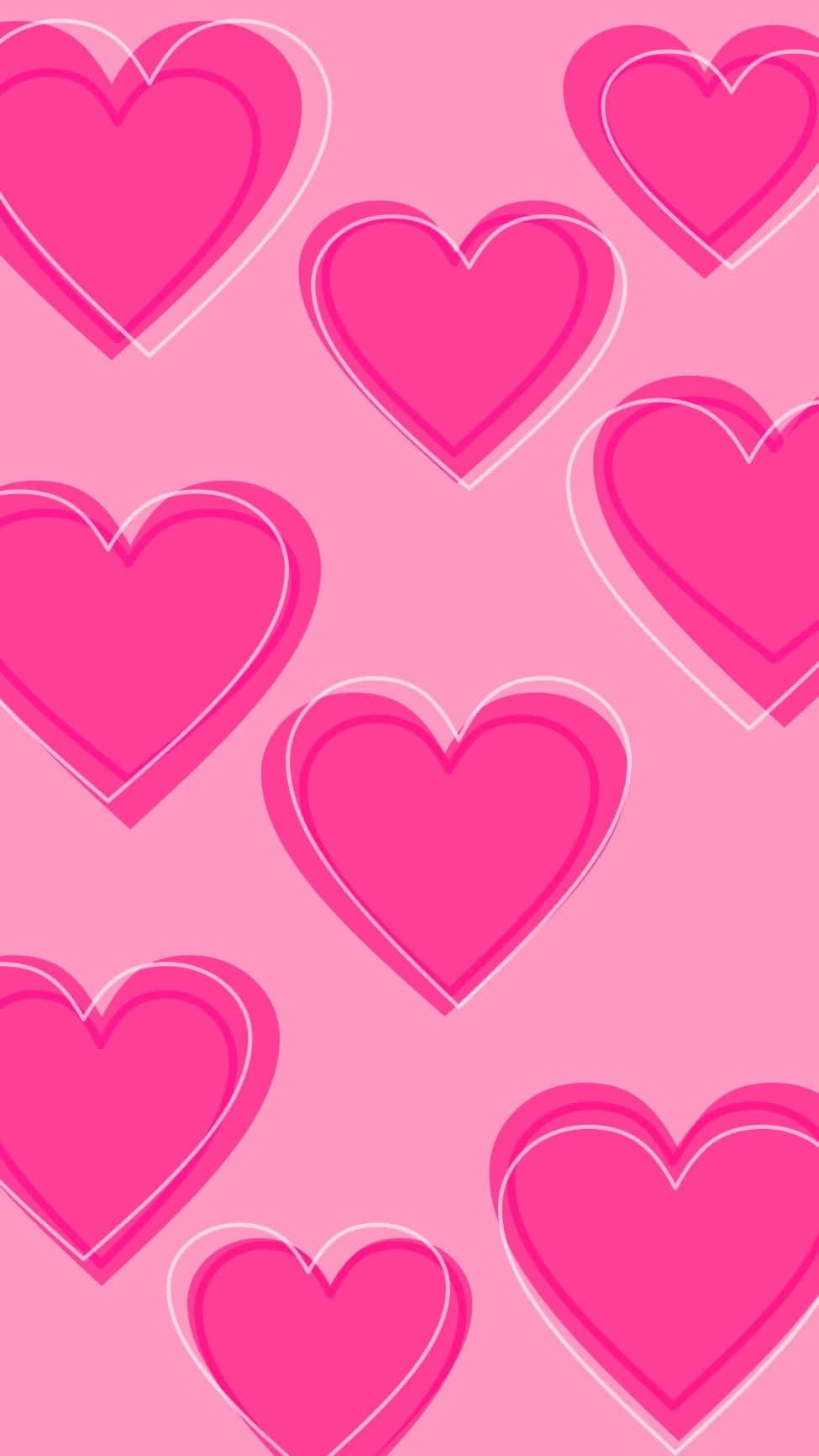 Pink Hearts Pattern Aesthetic.jpg Wallpaper