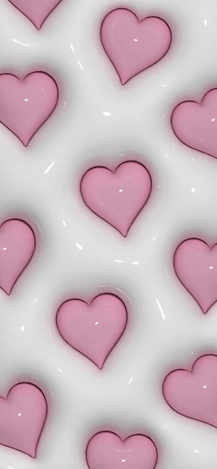 Pink Hearts Pattern3 D Render Wallpaper