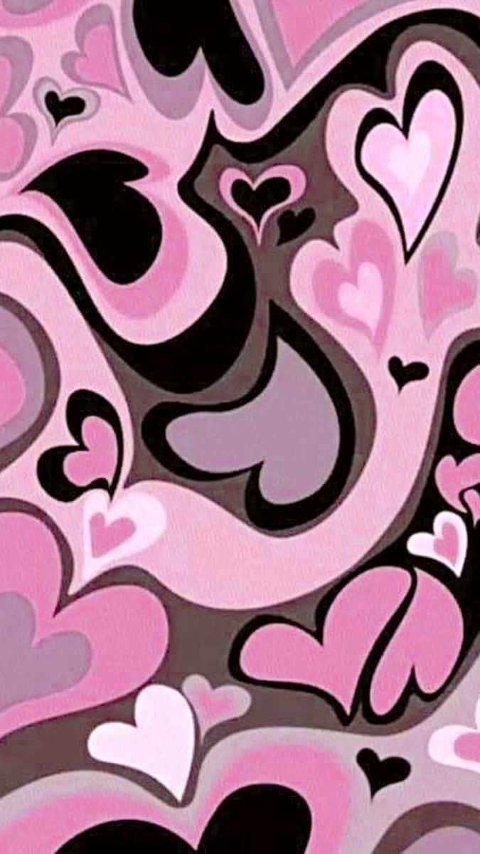 Pink Hearts Swirl Pattern Wallpaper