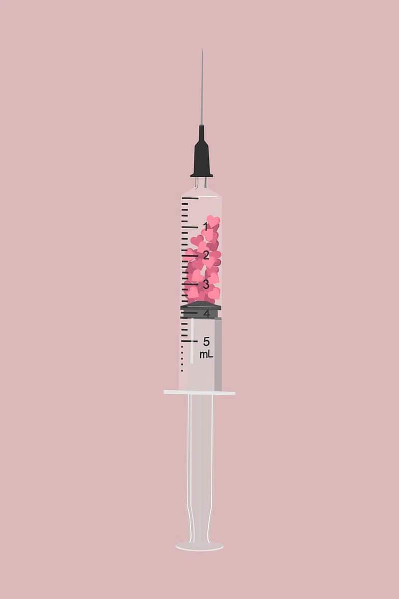 Pink Hearts Syringe Artwork Wallpaper