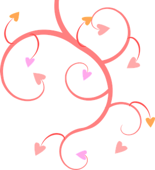 Pink Heartsand Swirls Pattern PNG