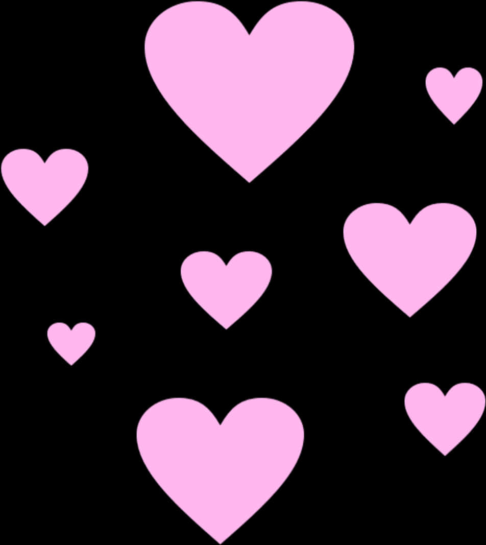 Pink Heartson Black Background PNG