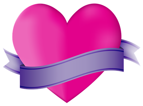 Pink Heartwith Purple Banner Graphic PNG