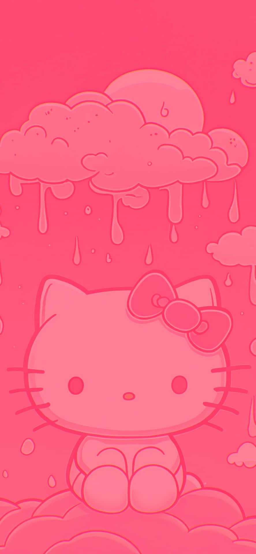 Pink Hello Kitty Rainy Clouds Wallpaper