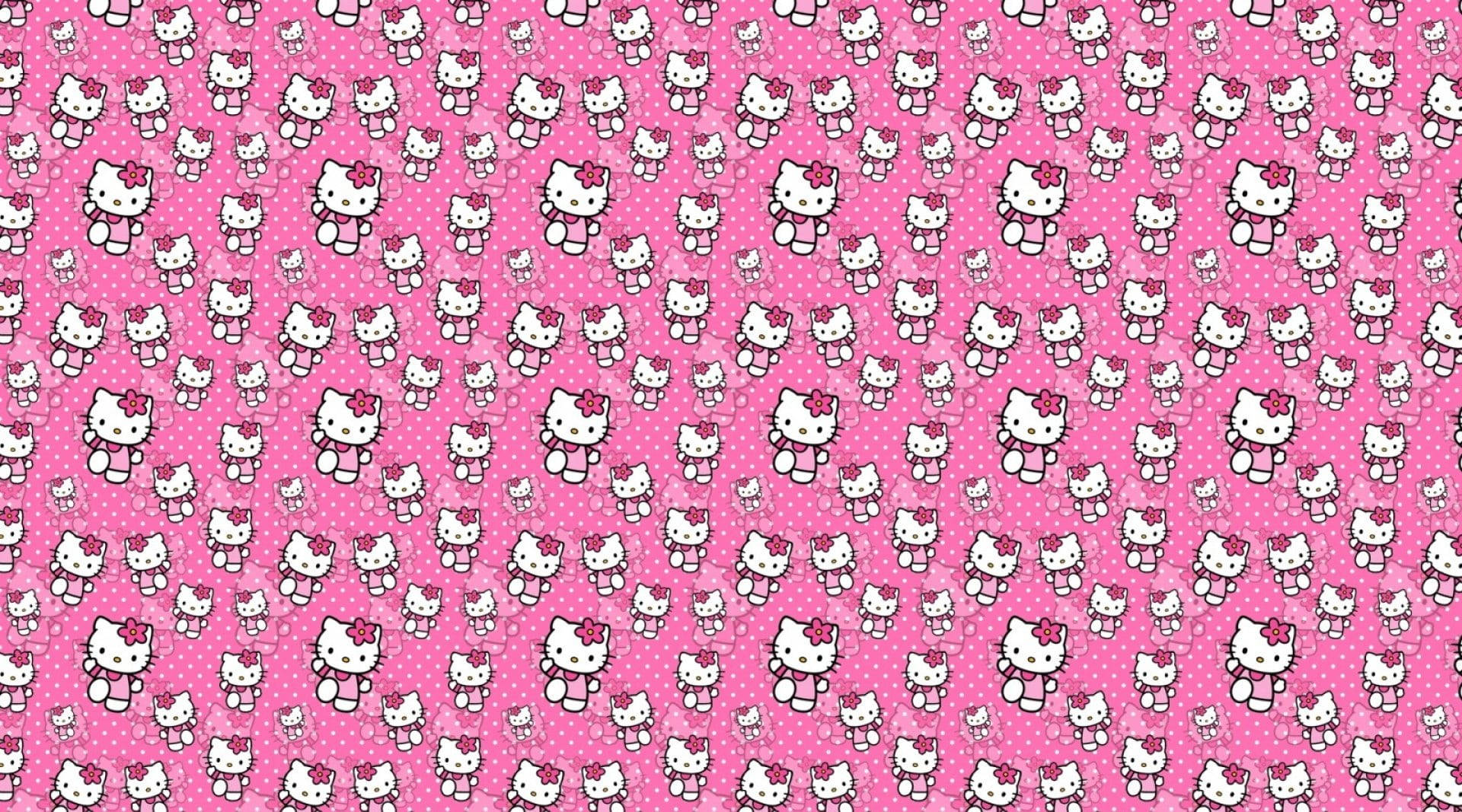 Pink Hello Kitty Walking Loaded Graphic Wallpaper