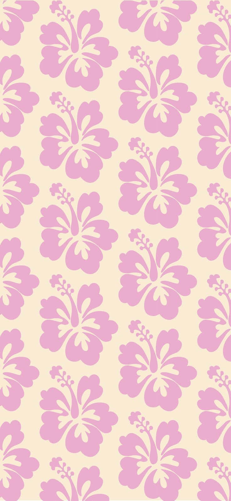 Pink Hibiscus Pattern Coconut Girl Aesthetic.jpg Wallpaper