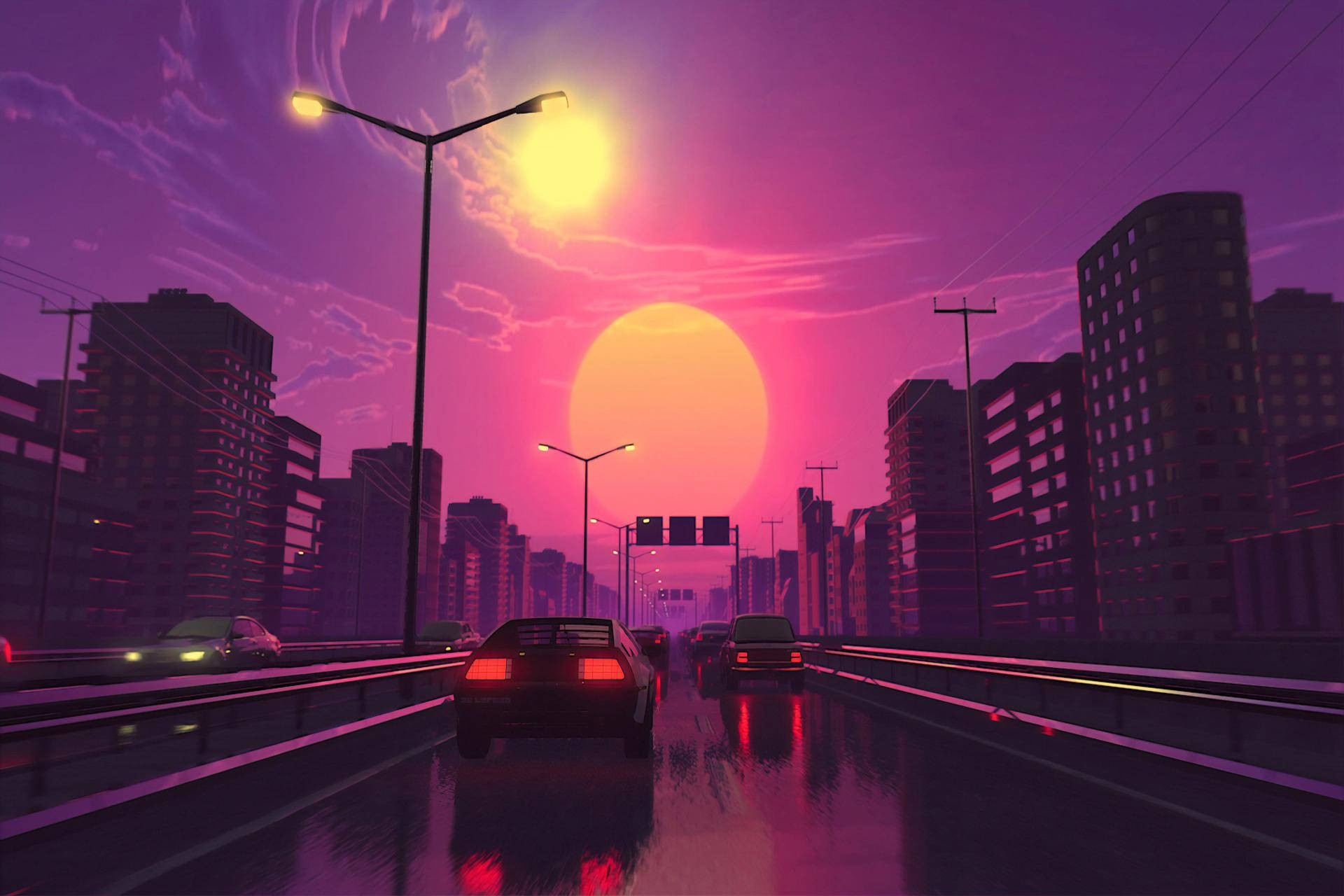 Pink Highway Digital Art Wallpaper
