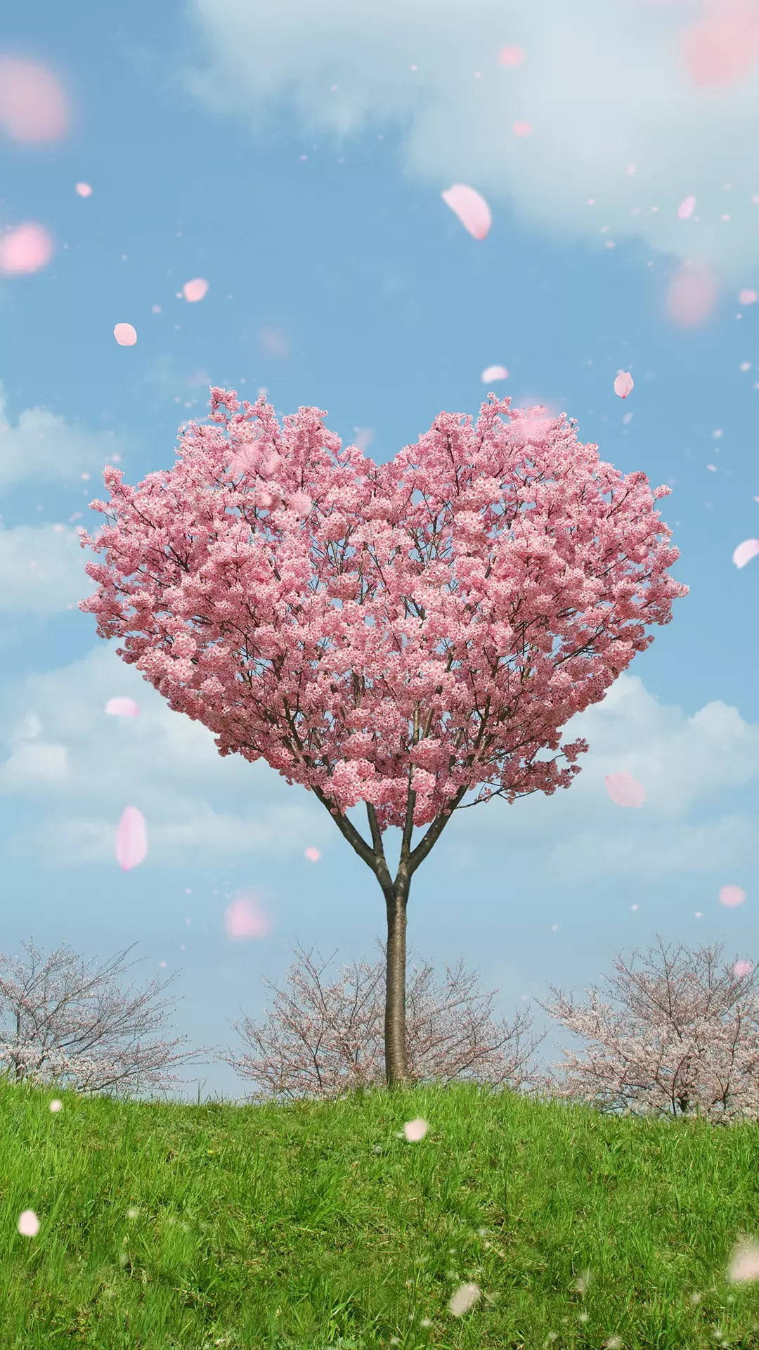Pink Hjerte Træ Wallpaper
