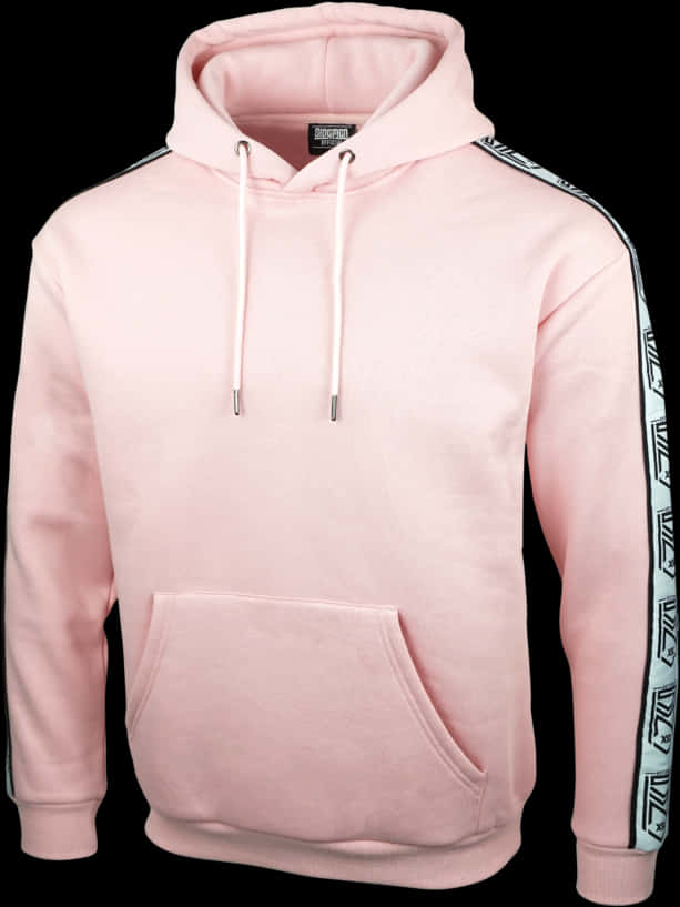Pink Hoodiewith Branded Sleeve Tape PNG