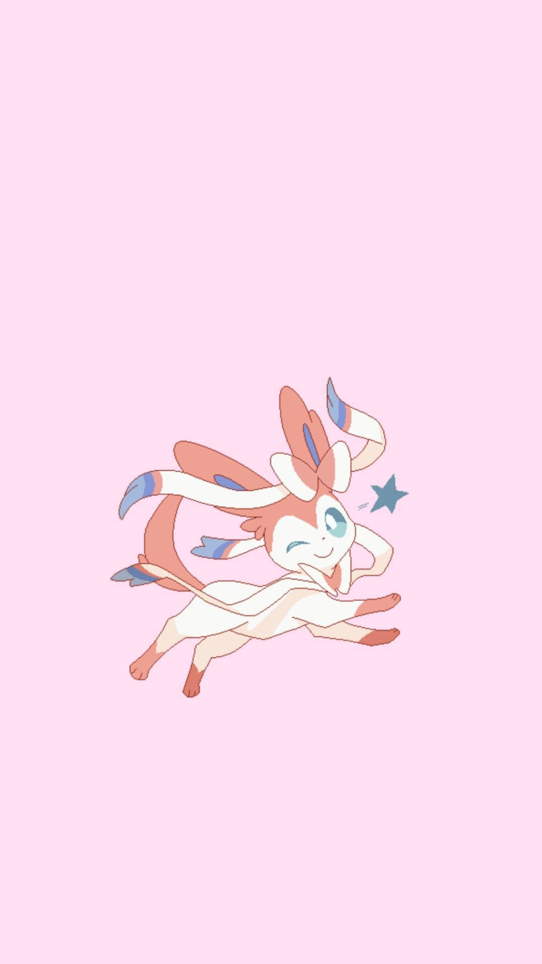 A lovely pink Sylveon hopping Wallpaper