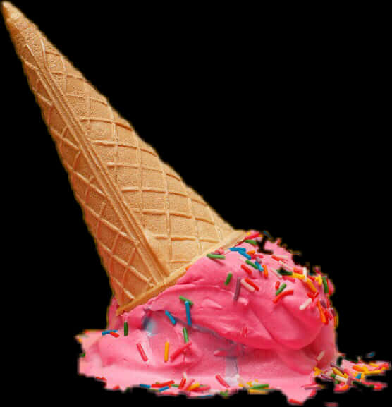 Pink Ice Cream Cone Clipart PNG