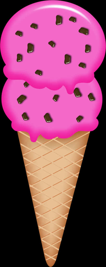 Pink Ice Cream Cone Clipart PNG
