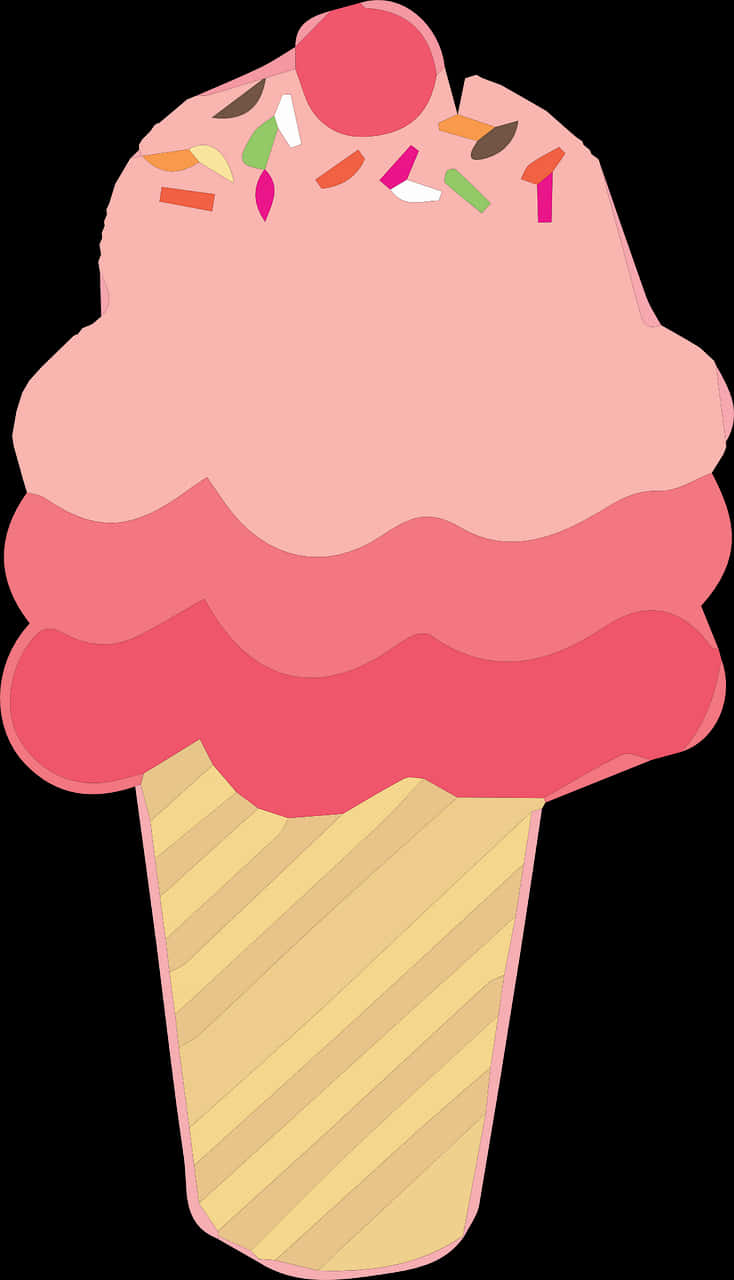 Pink Ice Cream Cone Clipart PNG