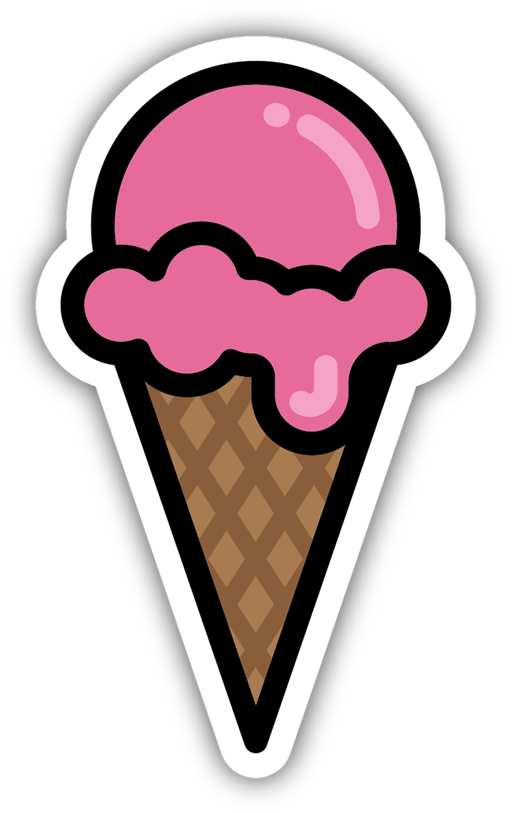 Pink Ice Cream Cone Sticker PNG