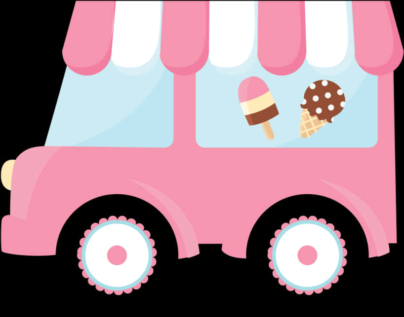 Pink Ice Cream Truck Clipart PNG