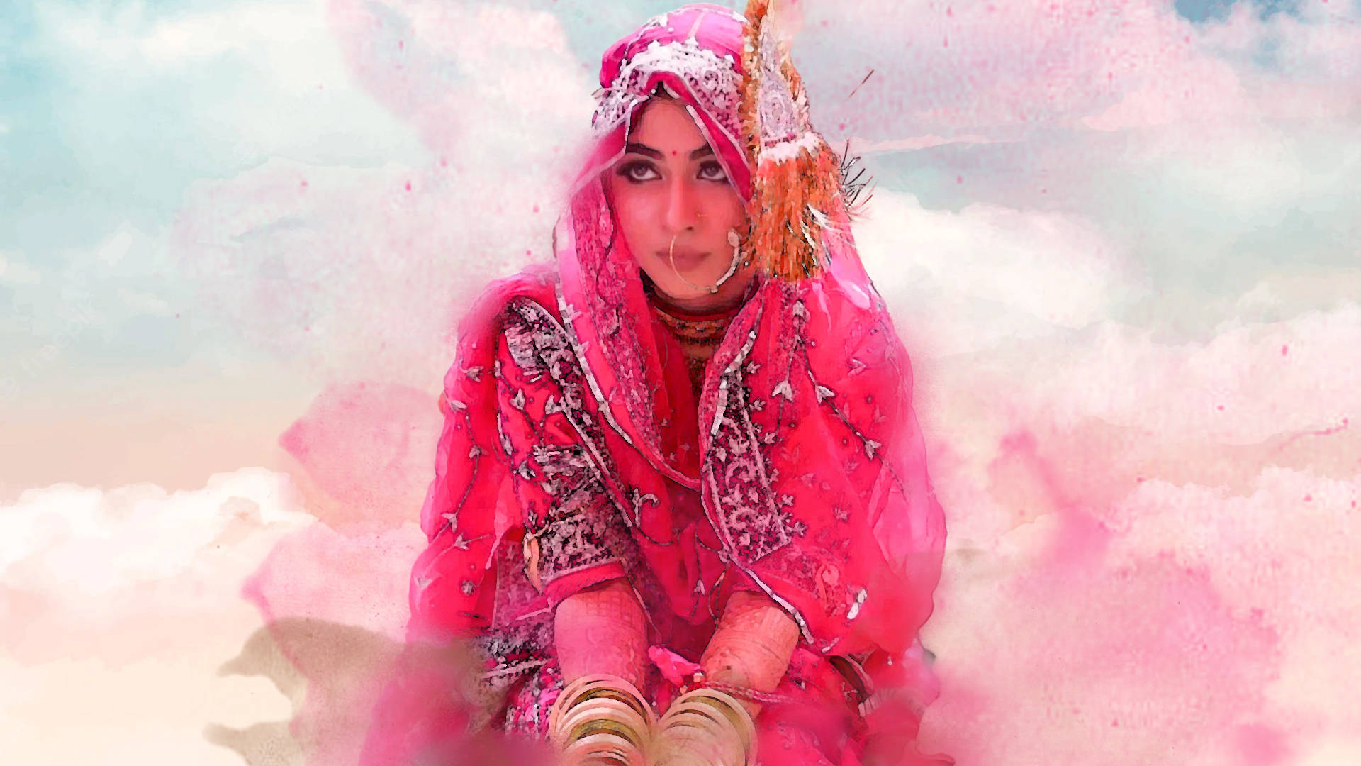Pink Indian Woman Rajputana HD Wallpaper