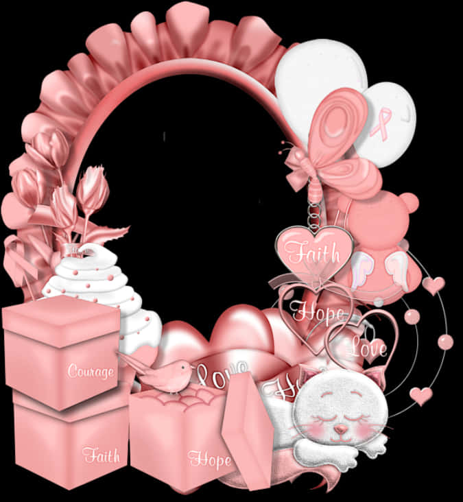 Pink Inspired Birthday Frame Design PNG