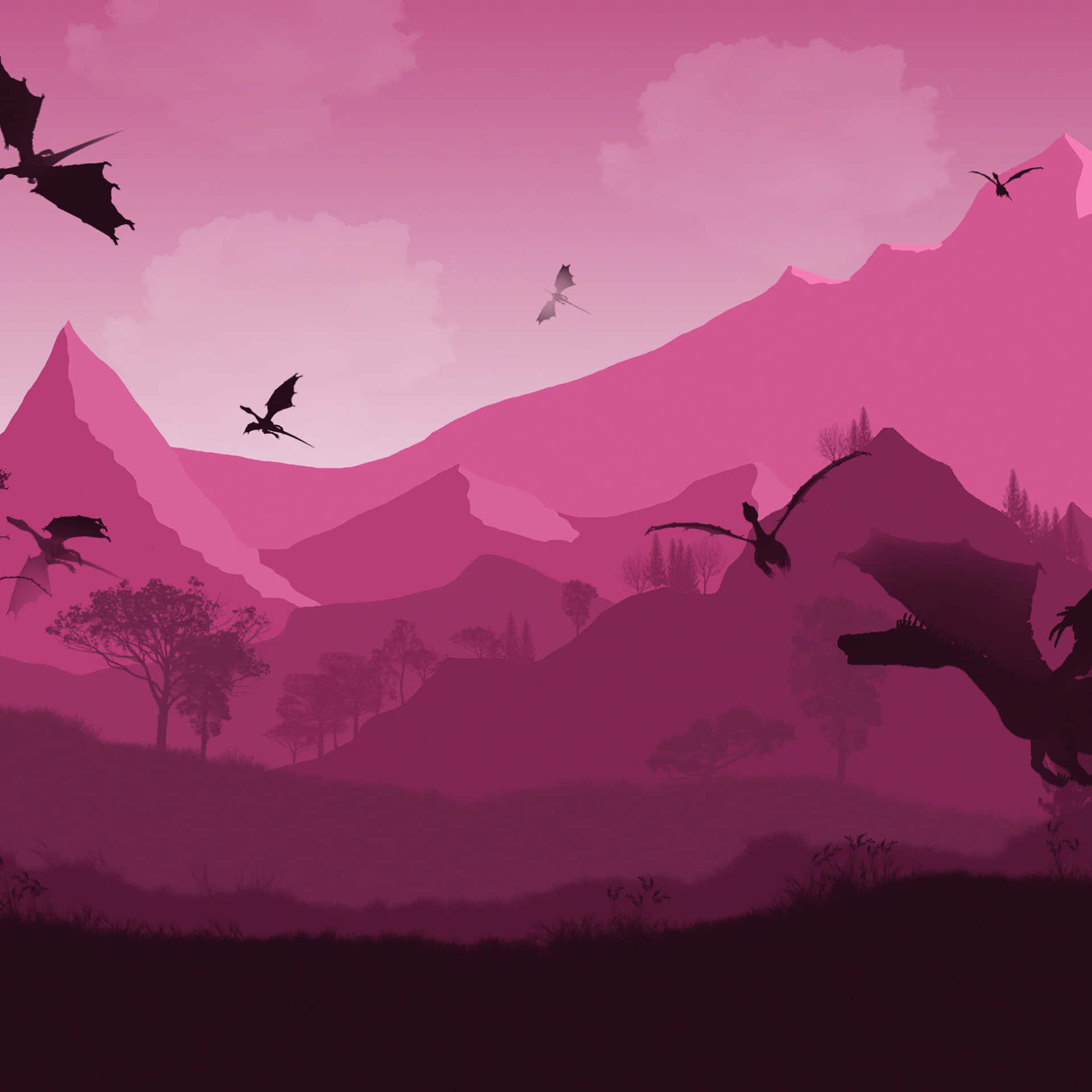 Pink Ipad Pro Mountains Wallpaper