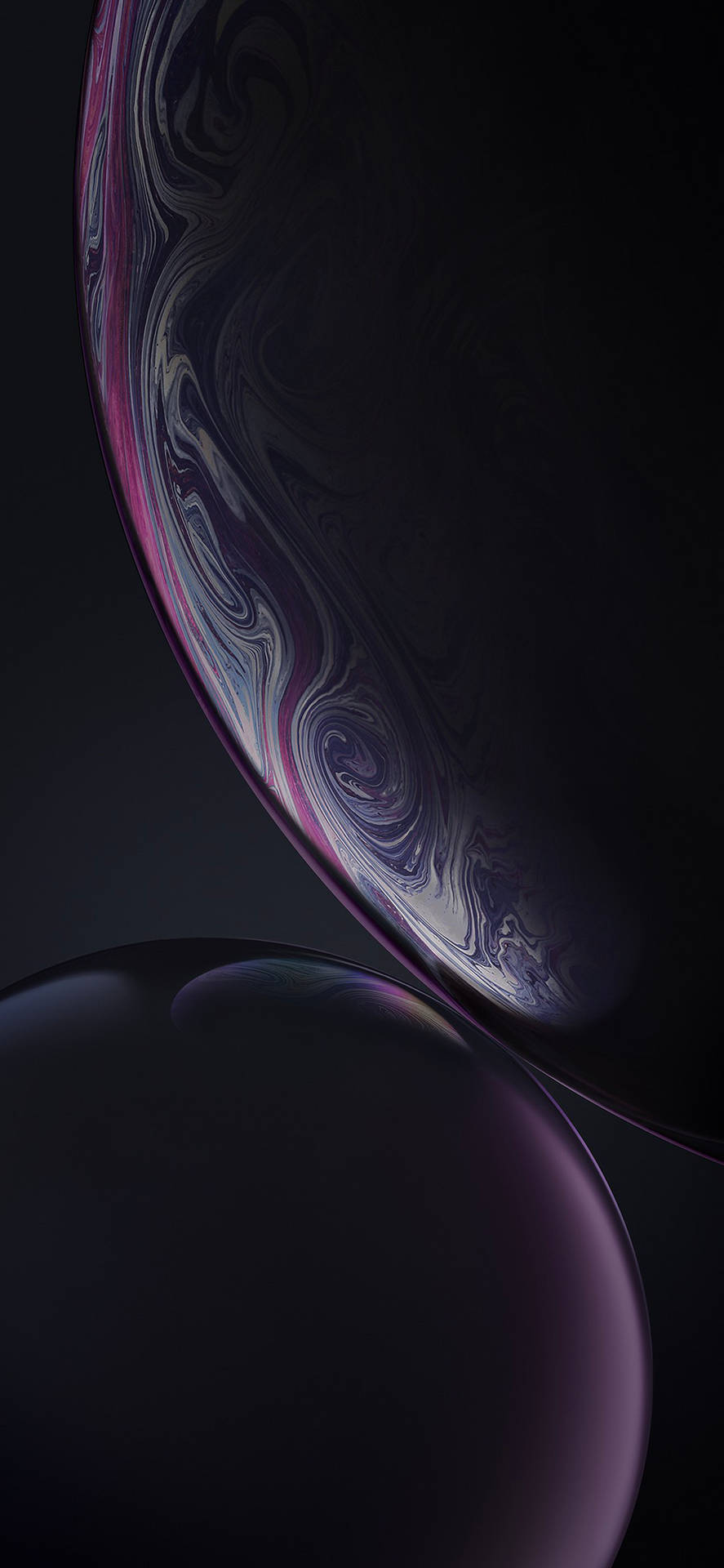 En sort og lilla iPhone XR med et svævende mønster Wallpaper