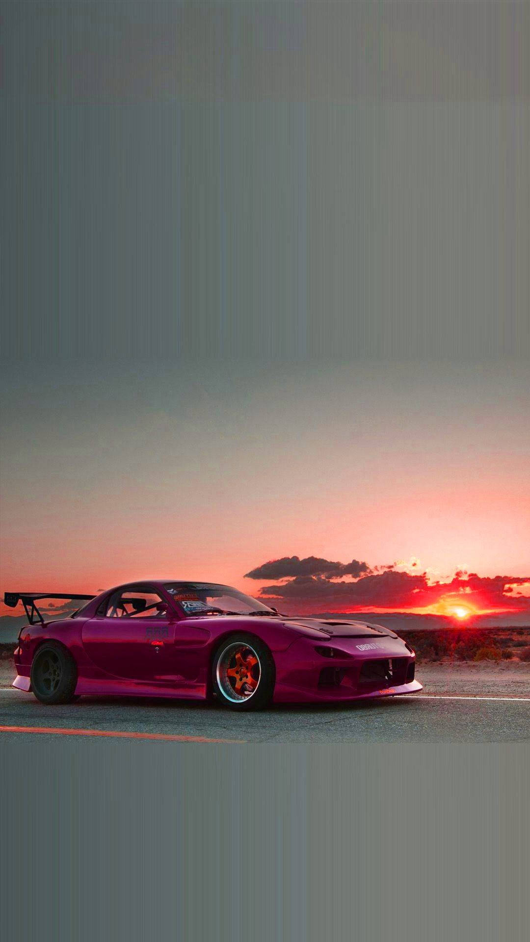 Pink JDM Car During Sunset Wallpaper