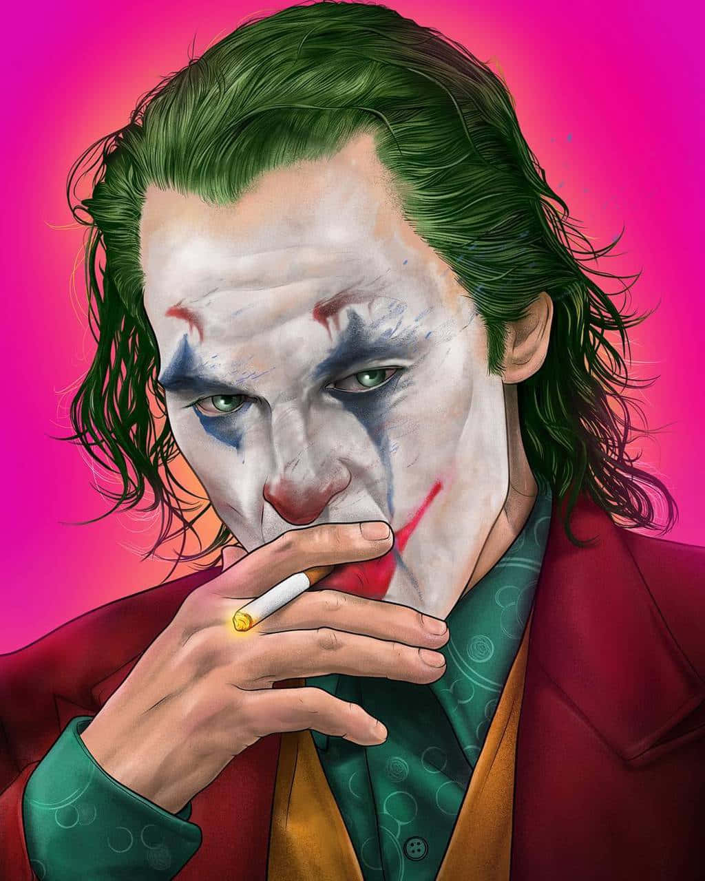 Pink Joker Pfp With Cigarette Wallpaper