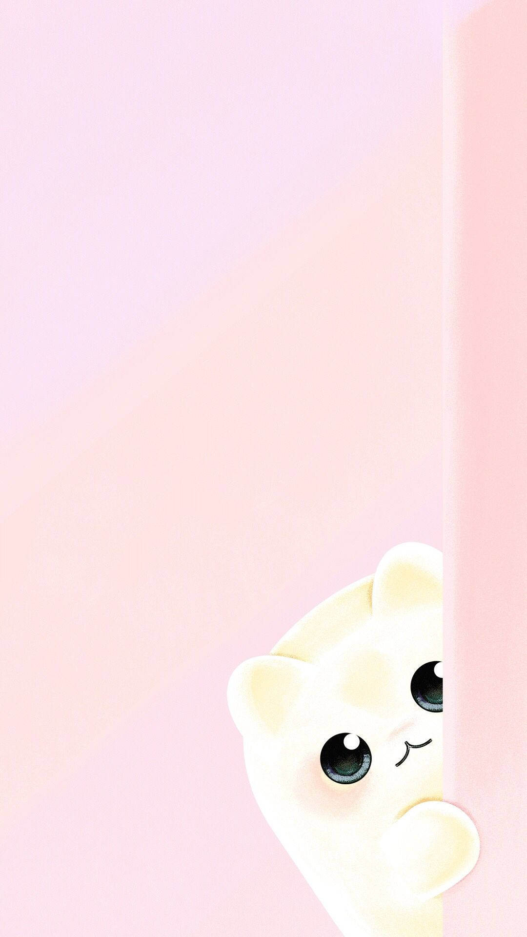 Pink Kawaii Peeking Cat Wallpaper