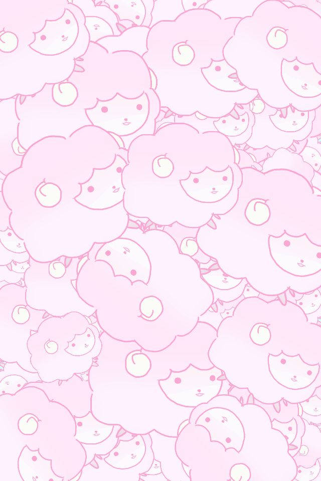 Pink Kawaii Sheep Seamless Pattern Background