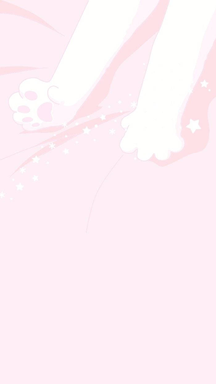 Pink Kawaii Stretching Cat