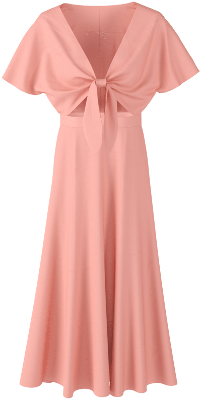 Pink Knot Front Midi Dress PNG