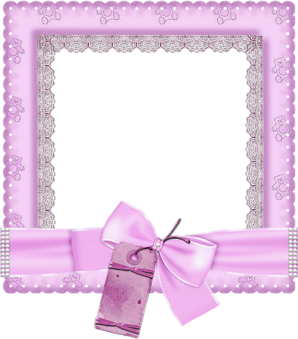 Pink Lace Framewith Bow PNG