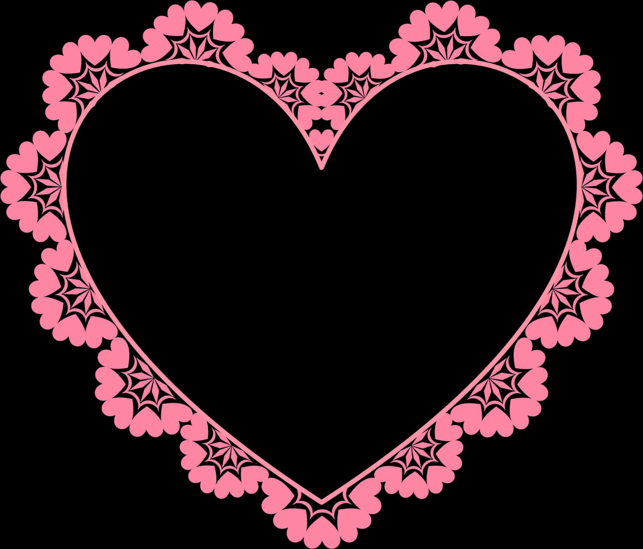 Pink Lace Heart Outline PNG