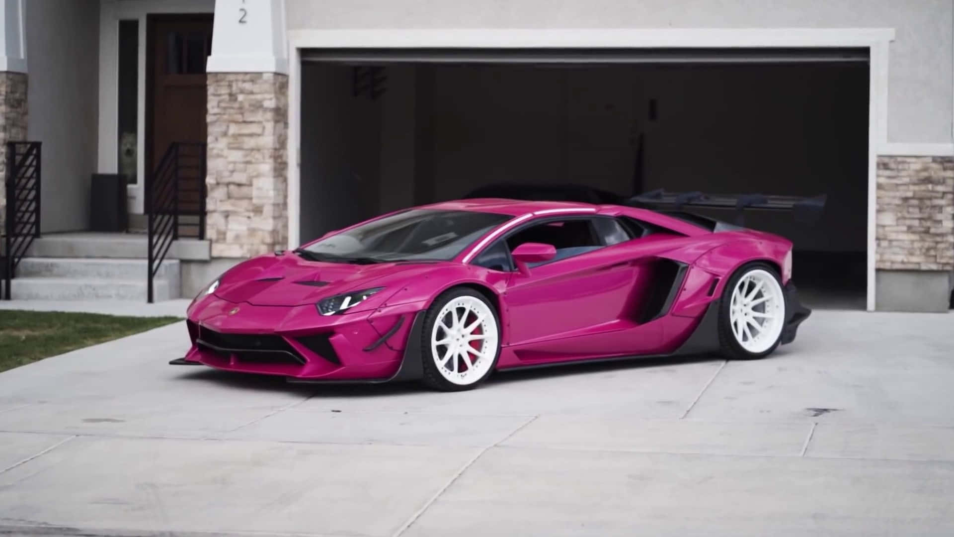 Download Pink Lamborghini Aventador Exterior Wallpaper | Wallpapers.com