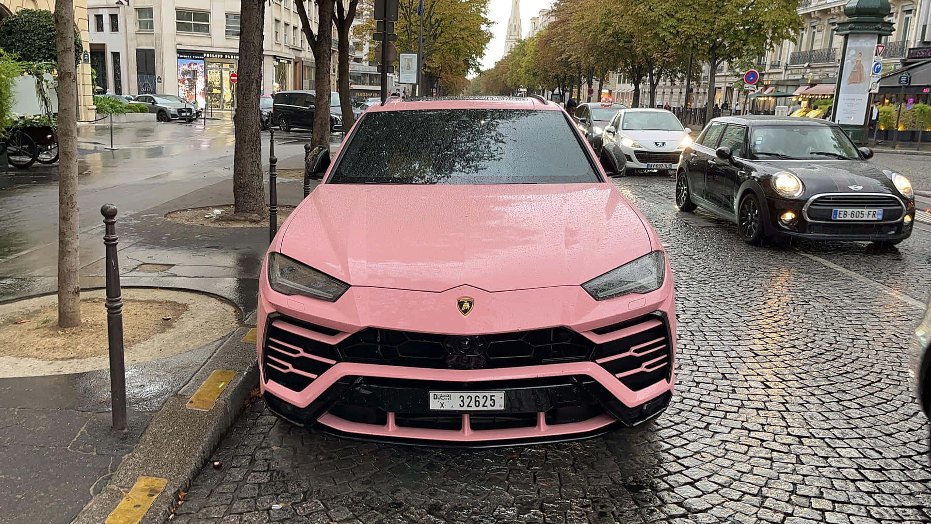 Pink Lamborghini Urban Street Wallpaper