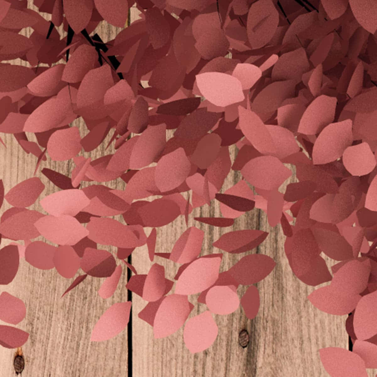 Pink Leaves Wooden Background Wallpaper