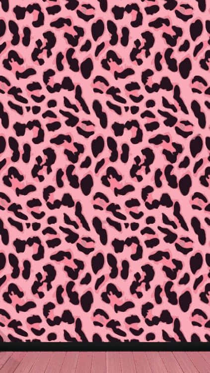 Einerosa Leopardenmuster-tapete In Einem Raum Wallpaper