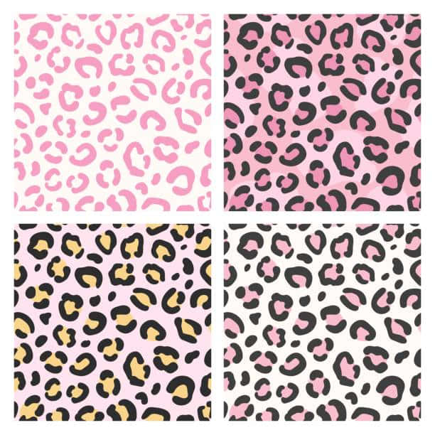 Vierleopardenmuster In Pink, Schwarz Und Gelb Wallpaper