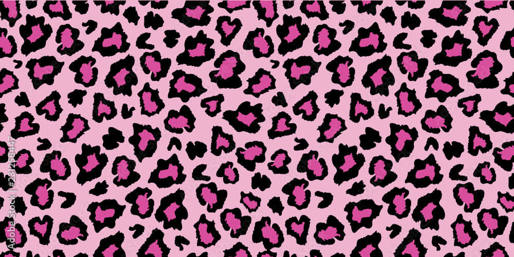 A Pink Leopard Print Fabric With Black Spots Wallpaper