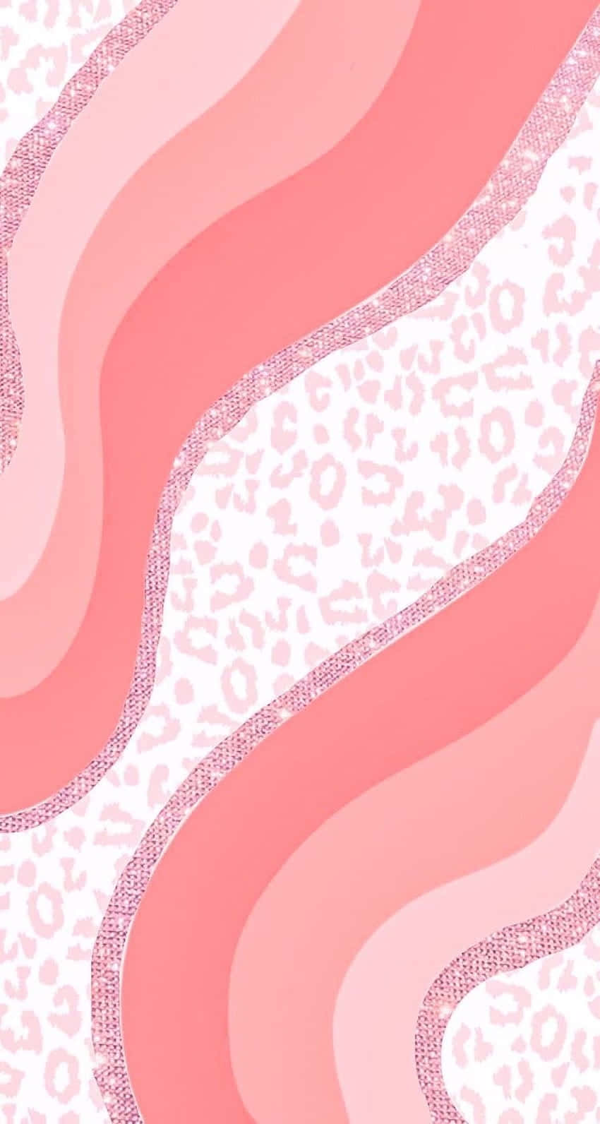 Pink Leopard Print Waves Background Wallpaper