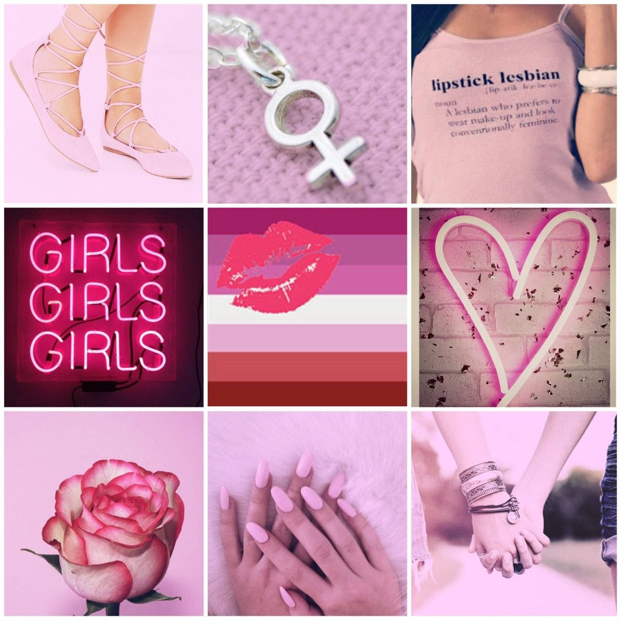 Pink Lesbian Aesthetic Montage Background