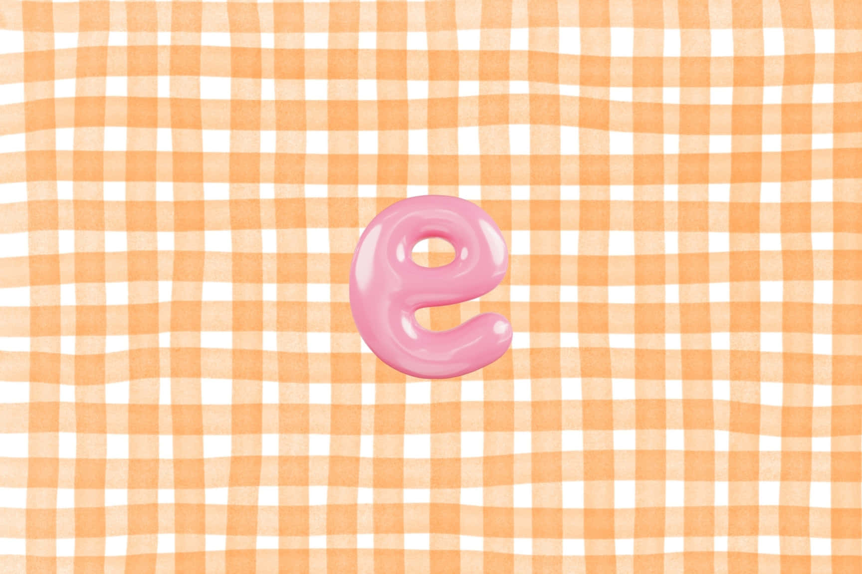 Pink Letter E Orange Checkered Background Wallpaper