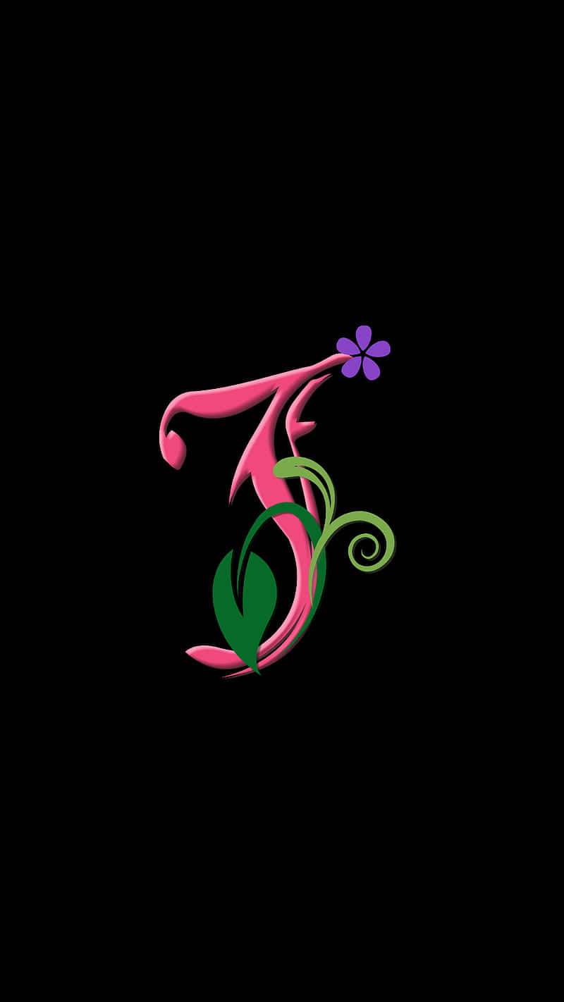 Pink Letter J With Floral Design Wallpaper