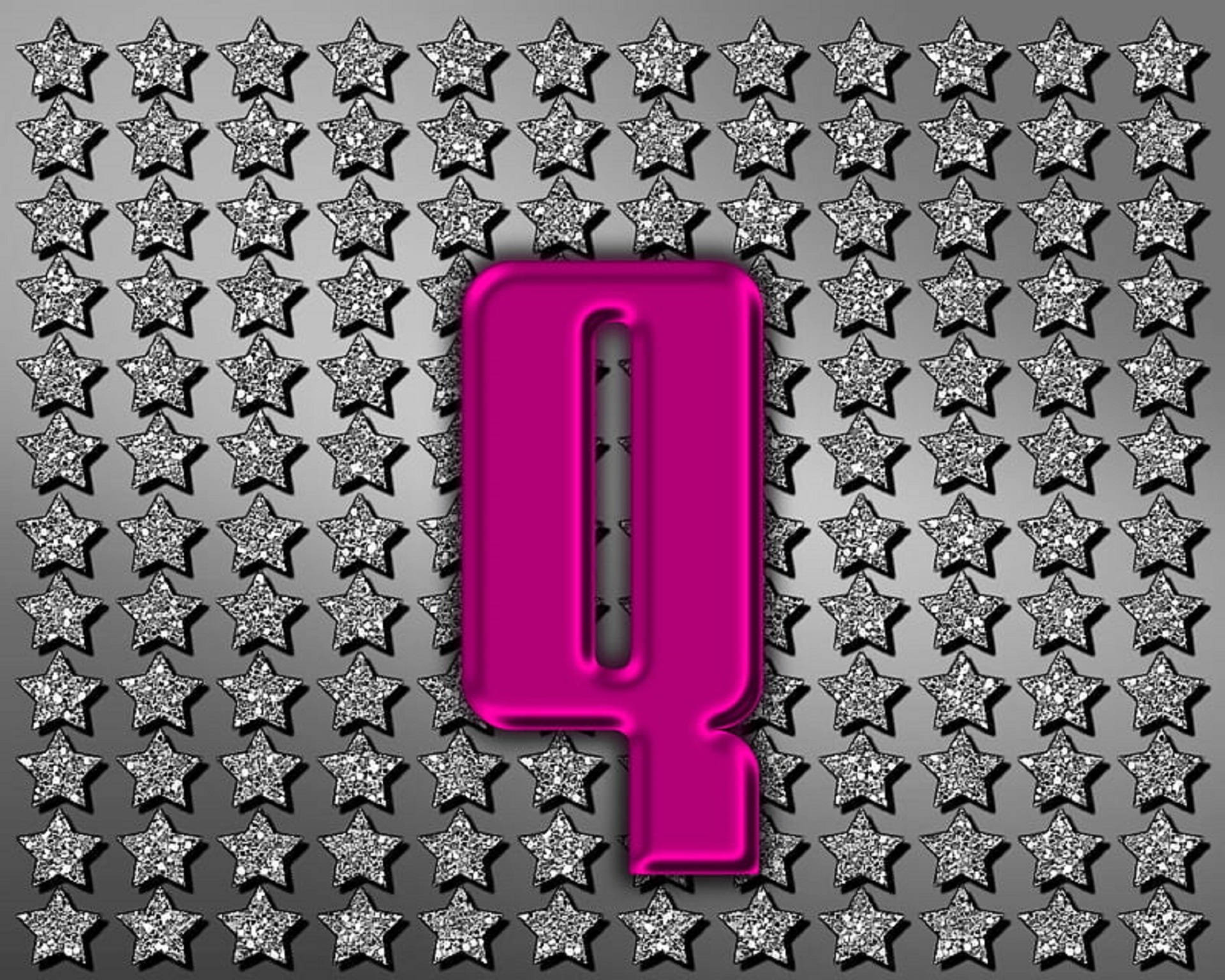 Pink Letter Q With Stars