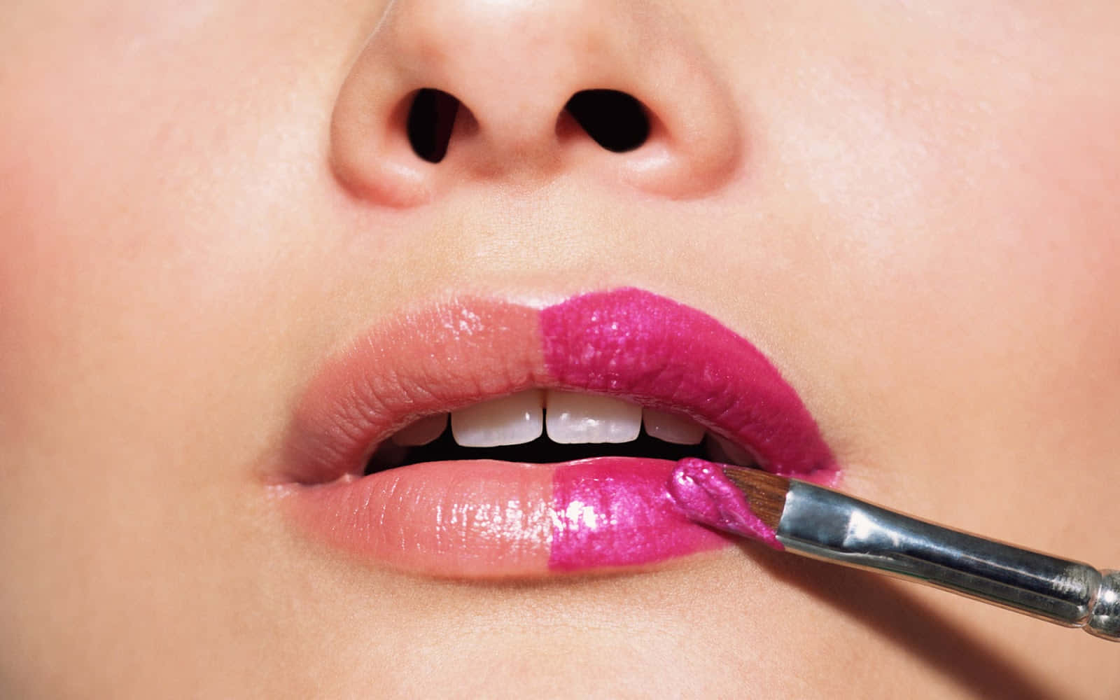 Luscious Pink Lips Close-up Wallpaper