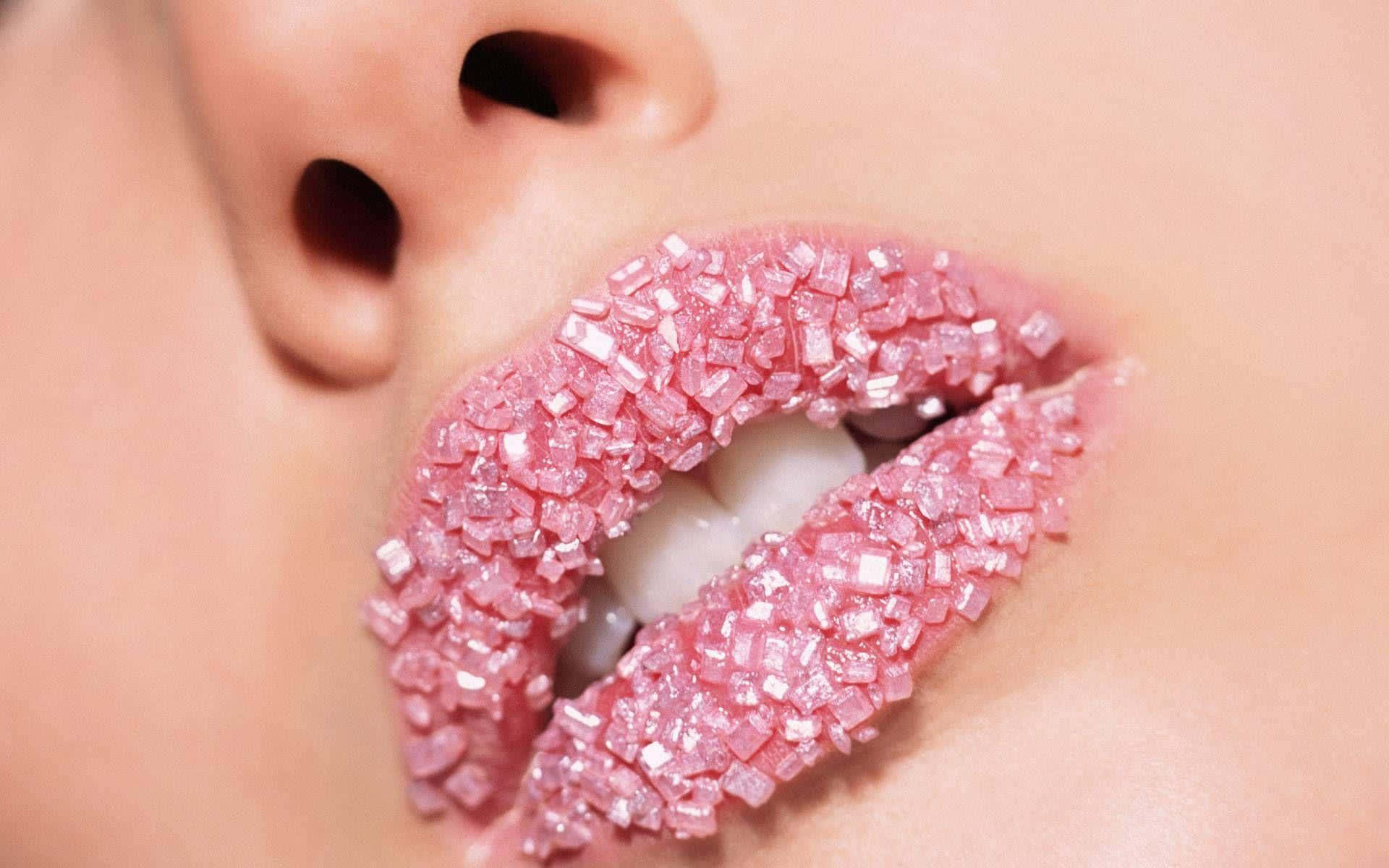Captivating Pink Lips Smile Wallpaper