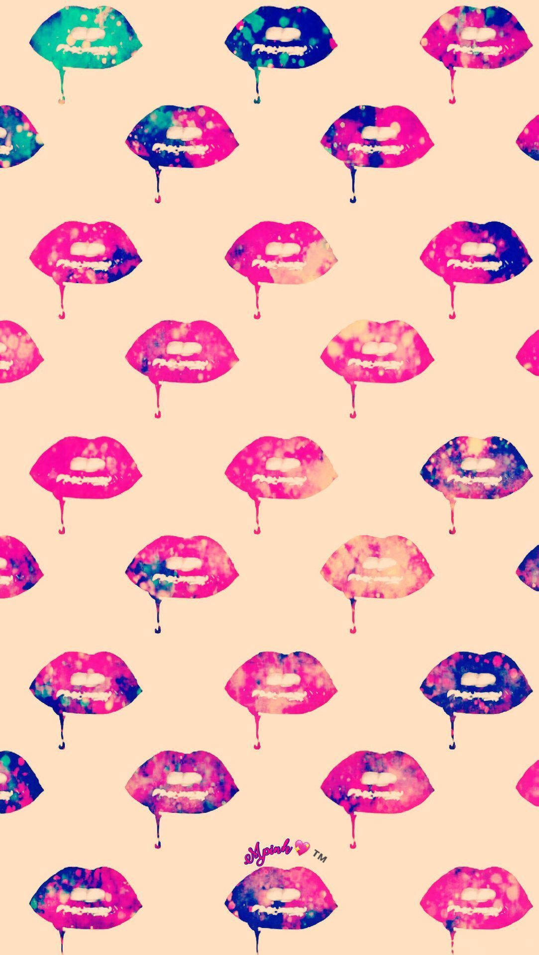 Vibrant Pink Lips on Girly iPhone Lock Screen Wallpaper Wallpaper