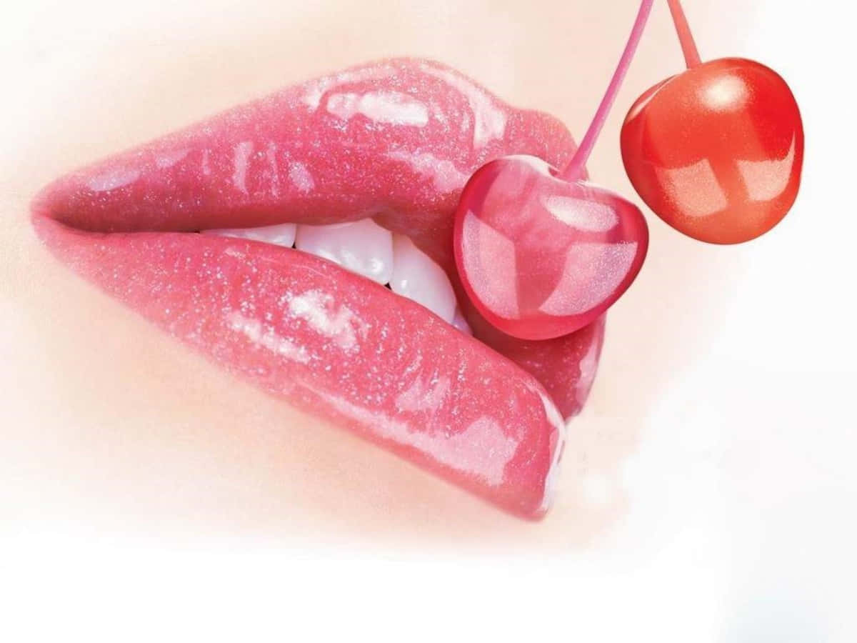 Stunning Pink Lipstick on Beautiful Lips Wallpaper