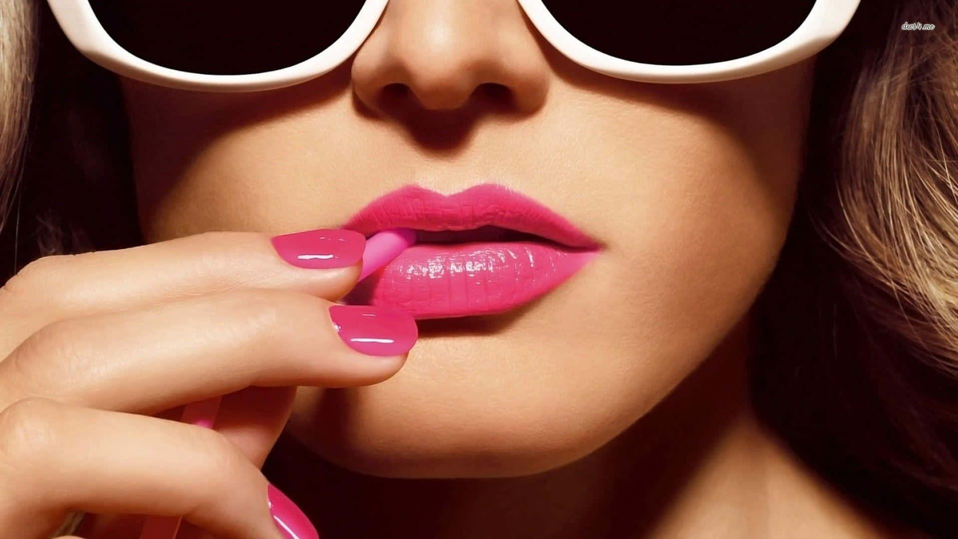 Alluring Pink Lipstick on Luxurious Lips Wallpaper