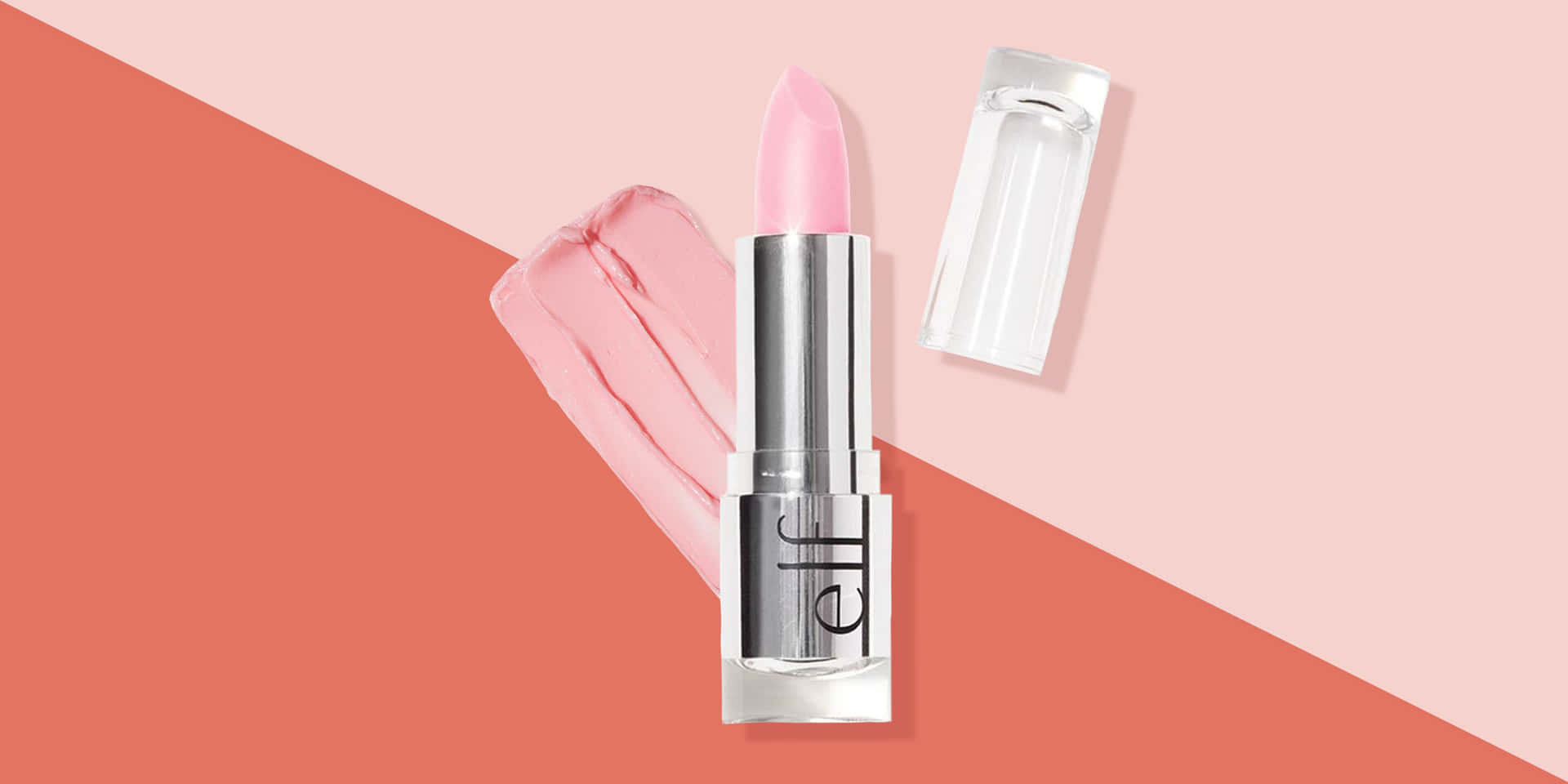 Vibrant Pink Lipstick on Elegant Makeup Brush Wallpaper