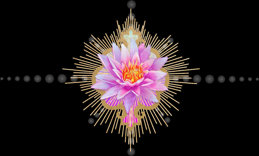 Pink Lotus Flower Artistic Design PNG