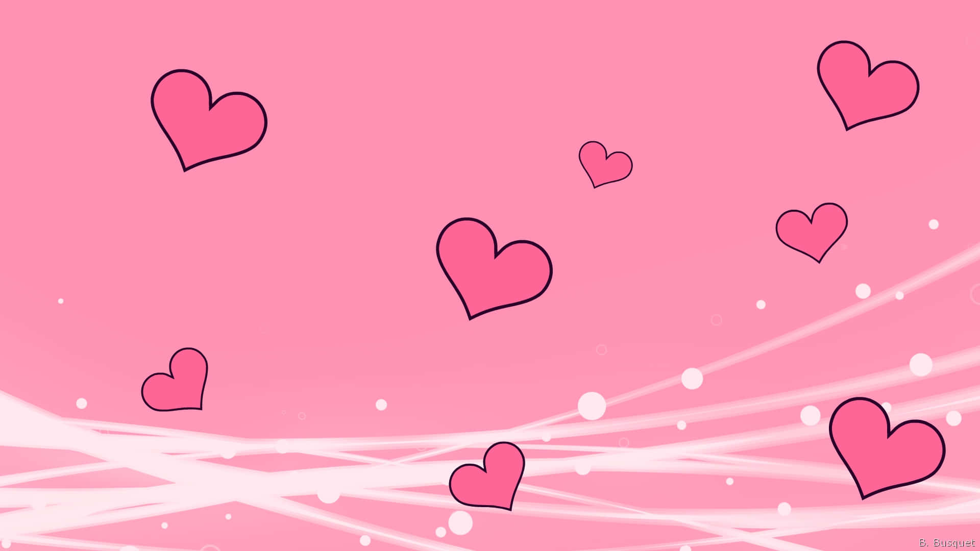 Embrace Your Love with Vibrant Pink Hearts Wallpaper
